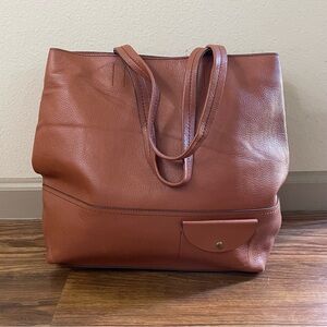 J. CREW‎ ALL DAY LEATHER TOTE BAG PURSE ROASTED CHESTNUT VTG
